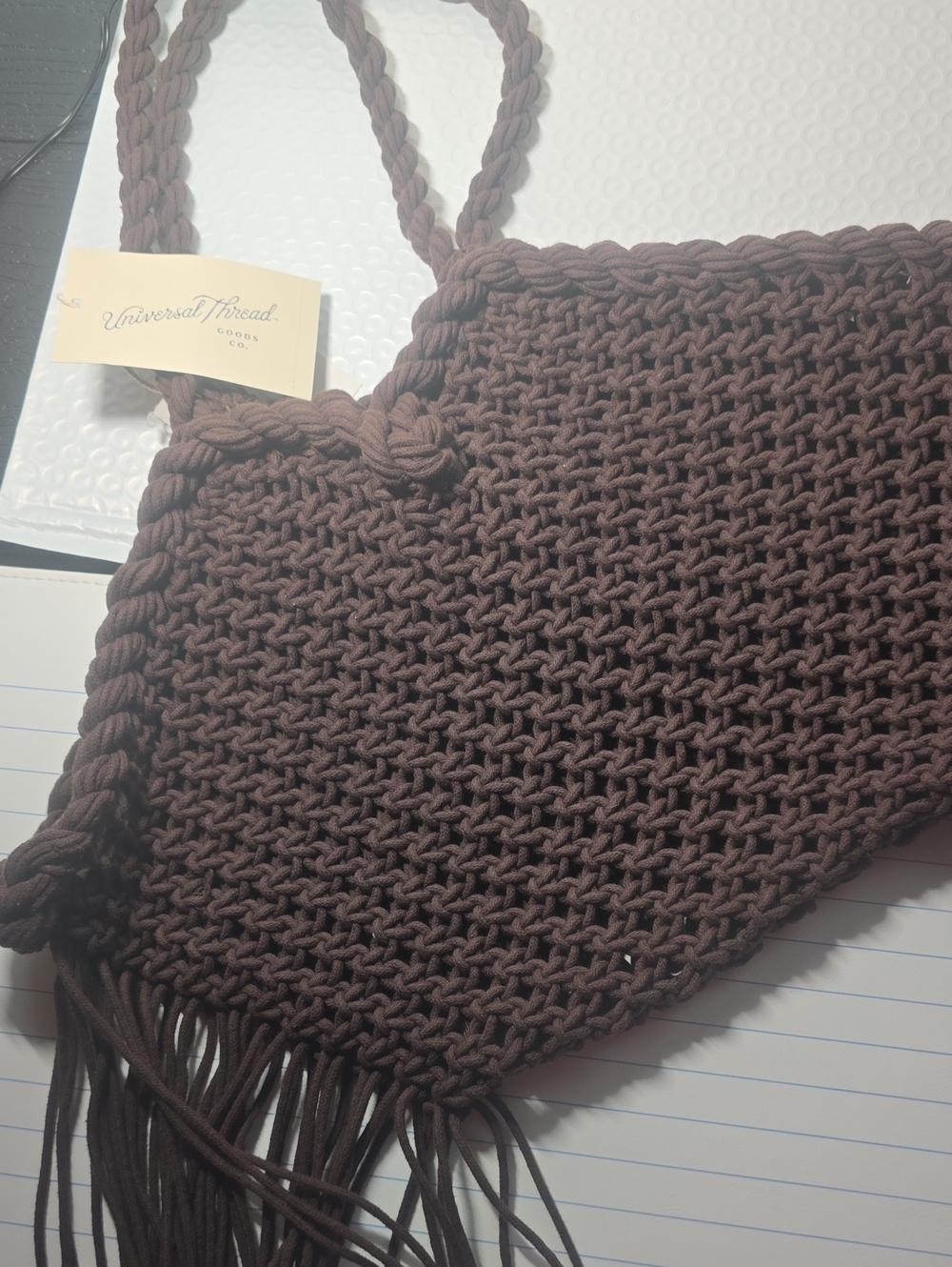 Universal Thread Brown Macramé Fringe Shoulder Bag